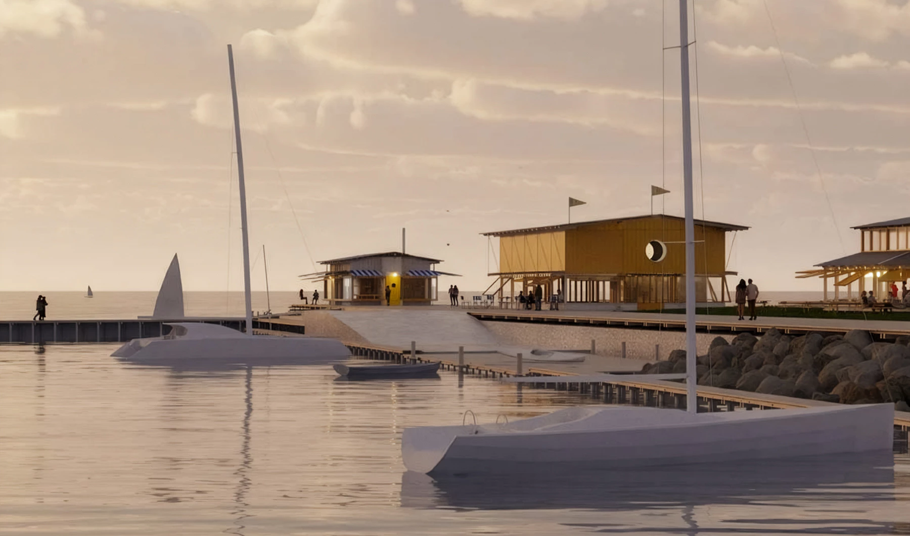 Visualisering af den nye båd- og badeanstalt set fra havnen